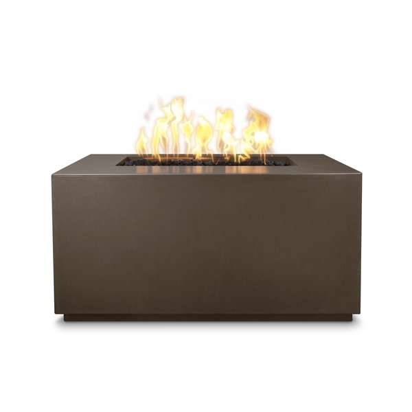 The Outdoor Plus 48 Rectangular Pismo Fire Pit, GFRC Concrete, Chocolate, Spark Ignition with Flame Sense, Natural Gas OPT-2448FSEN-CHC-NG